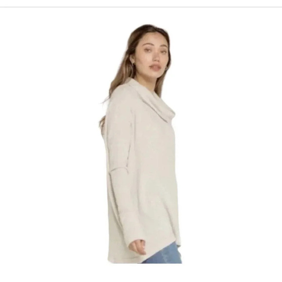 Free People Tops - Free People Juicy Long Sleeve Stone Cold Ivory Waffle Knit Turtleneck Size M